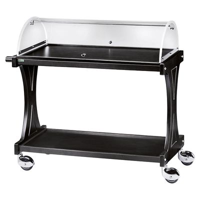 Forcar - Carrello di servizio in legno con cupola 2 piani 106 x 55 cm Nero