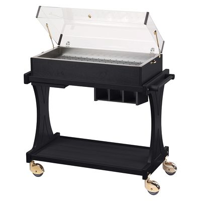 Forcar - Carrello di servizio in legno con cupola 2 piani 106 x 55 cm Nero