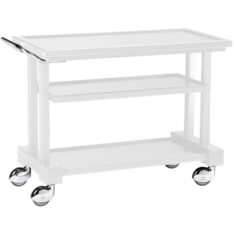 Forcar - Carrello di servizio in legno 3 piani 115 x 55 cm Laccato Bianco