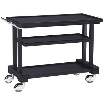 Forcar - Carrello di servizio in legno 3 piani 115 x 55 cm Nero