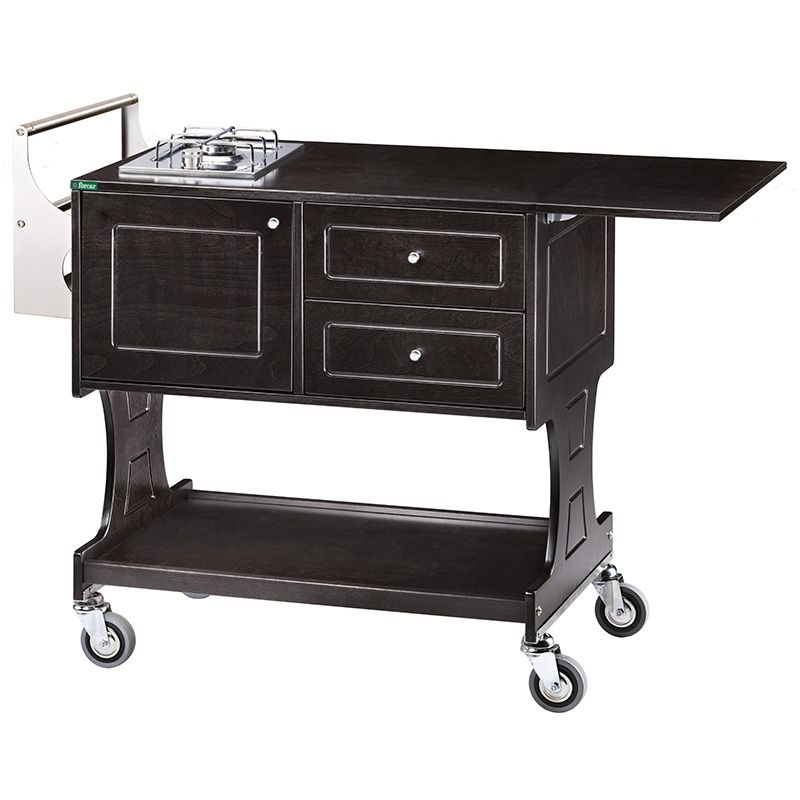 Forcar - Carrello flambè con 1 piastra fuoco 145 x 58 cm Nero