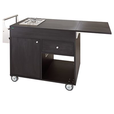 Forcar - Carrello flambè con 2 piastre fuoco e portabottiglie 137 x 57 cm Nero