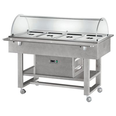Forcar - Carrello refrigerato in legno con cupola 4 x GN 1/1 Grigio Cenere