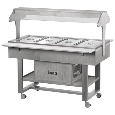 Forcar - Carrello refrigerato con luce al neon 4 x GN 1/1 Grigio Cenere