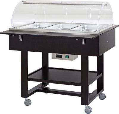 Forcar - Carrello termico a bagnomaria con cupola 3 x GN 1/1 Nero