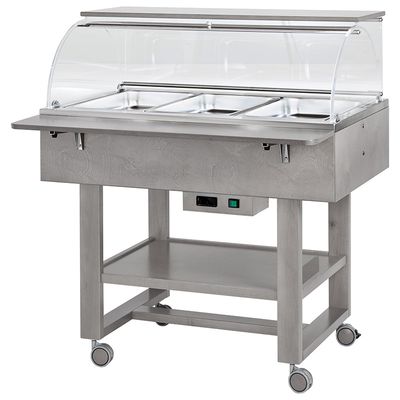 Forcar - Carrello termico a bagnomaria in legno 3 x GN 1/1 Grigio Cenere