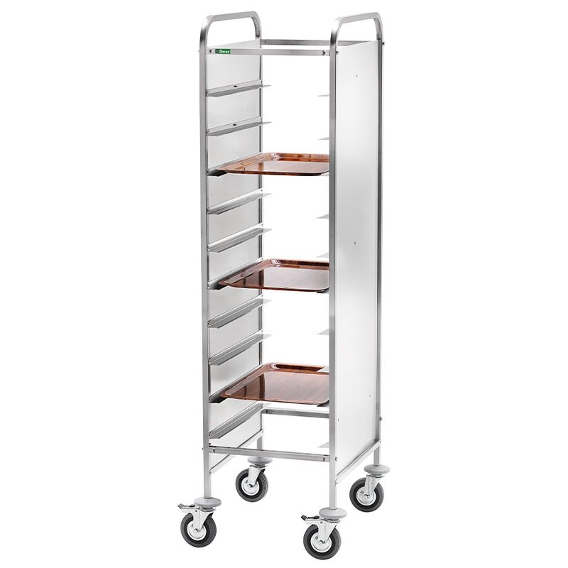 Forcar - Carrello portavassoi rinforzati GN 1/1 per 10 vassoi 45 x 62 cm Inox