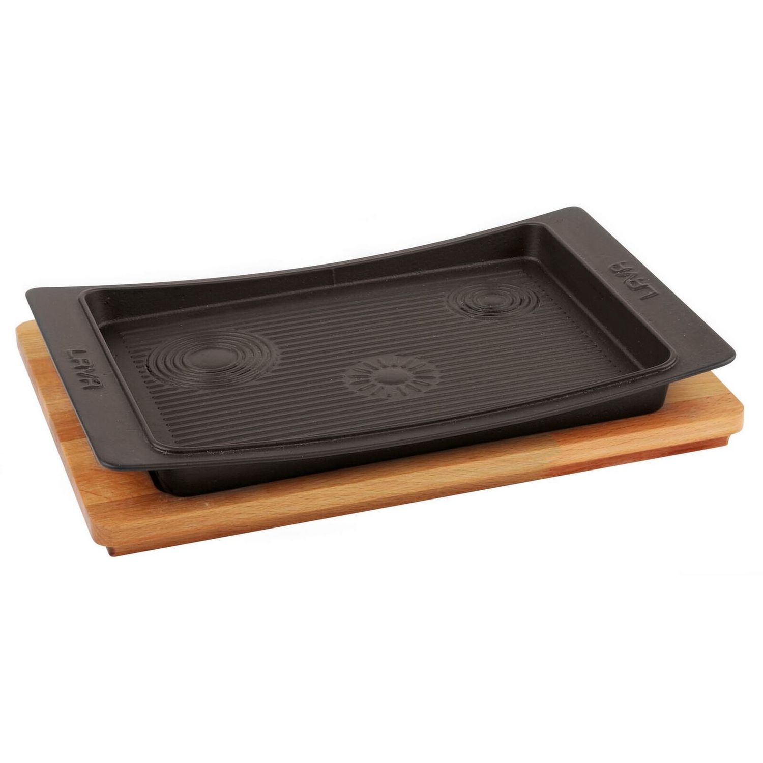 Paderno - Piatto servire con tagliere legno 36 x 24 cm Ghisa Smaltata