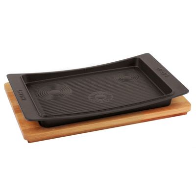 Paderno - Piatto servire con tagliere legno 36 x 24 cm Ghisa Smaltata