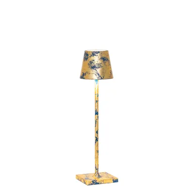Lampada da tavolo 27,5 x 7 cm Poldina Micro Blu Capri + Foglia Oro - Zafferano