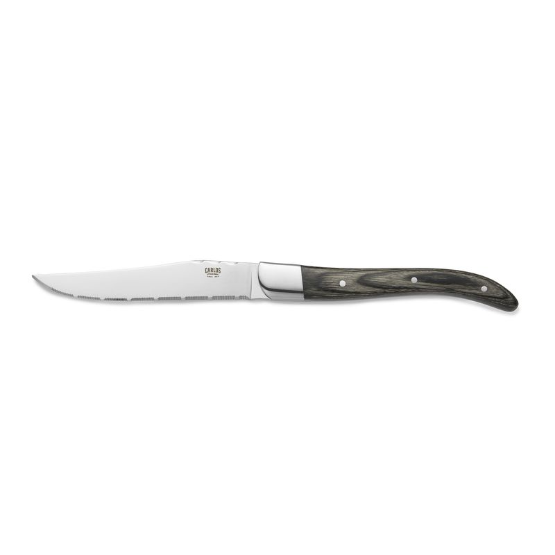 Tirolix - Coltello da bistecca con manico in legno di Pakka 23 cm Nero Carlos