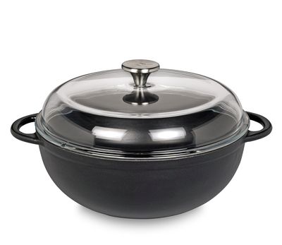Küchenprofi -Schmorpfanne mit hohem Glasdeckel schwarz 28 cm