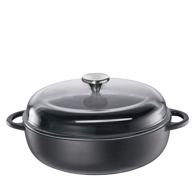 Küchenprofi - Casseruola bassa coperchio in vetro nero 24 cm