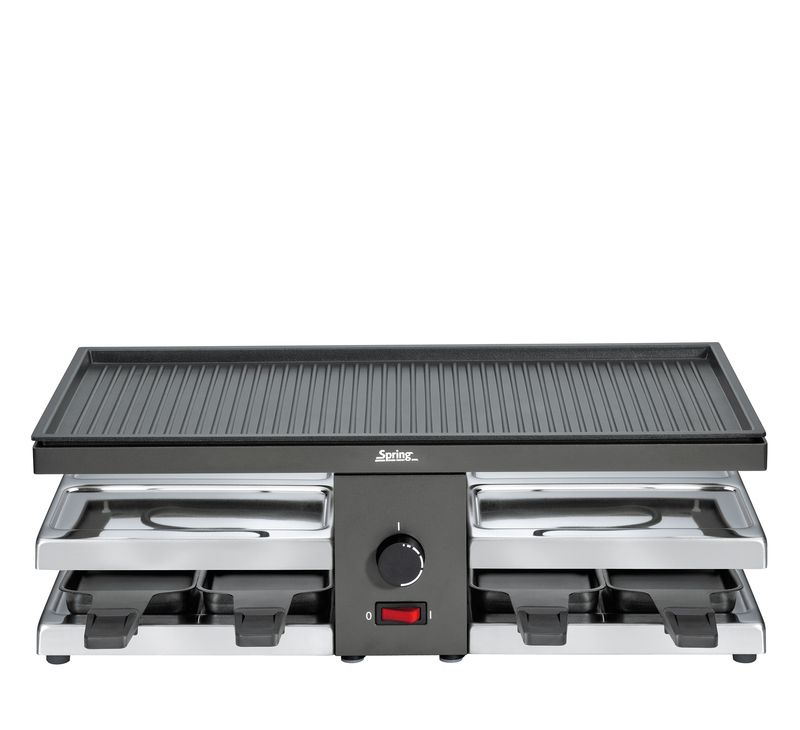 Spring - Raclette con piastra in alluminio nera 47 x 24 cm Raclette8 Fun