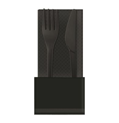 Byo - Posate in cpla con busta nera 16,5 cm Style