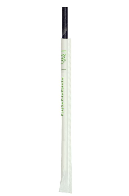 Byo - Cannuccia nera in carta imbustata 20 cm