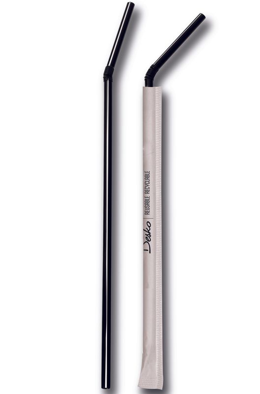 Byo - Cannuccia nera curva in polipropilene imbustata 24 cm
