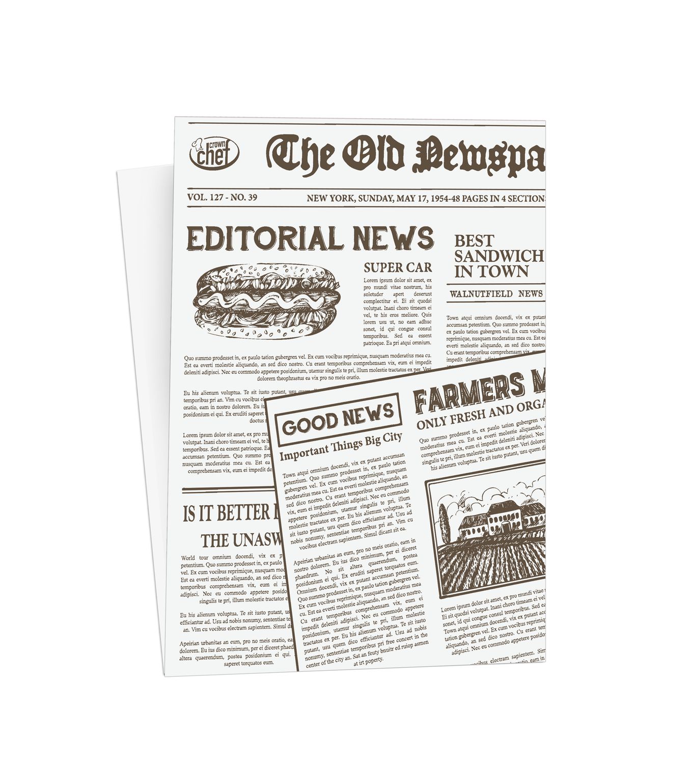 Byo - Carta antigrasso newspaper 15 x 18 cm