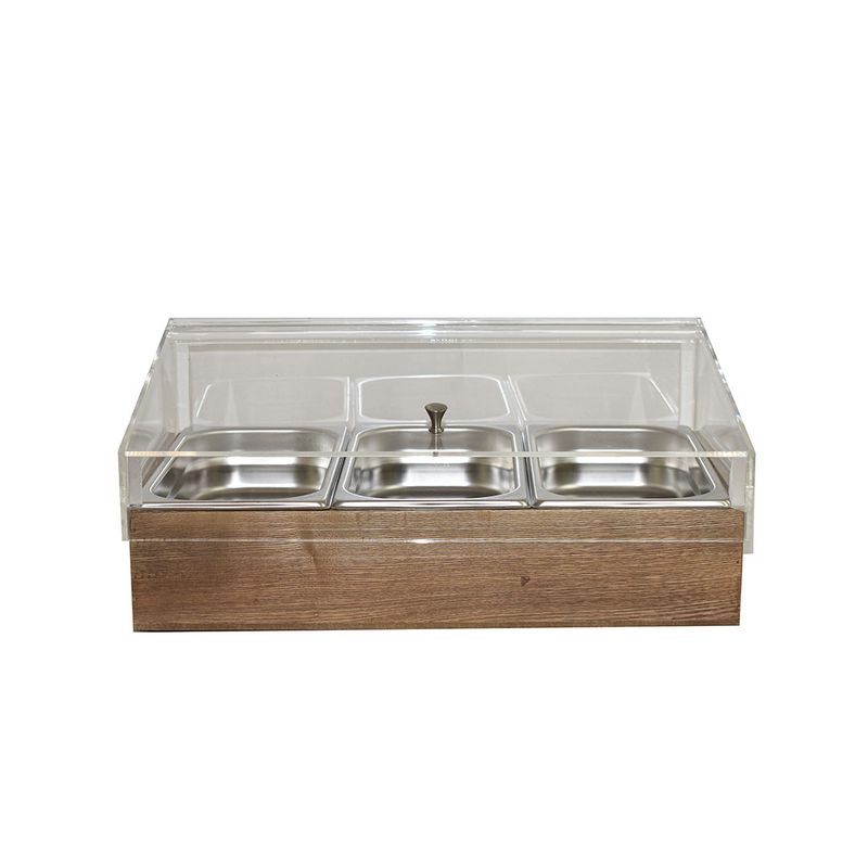 Yegam - Espositore refrigerato in frassino GN 1/1 con 3 vaschette GN 1/3 T-Collection