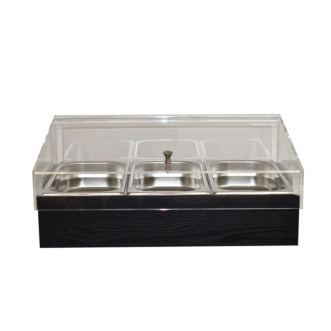 Yegam - Espositore refrigerato nero GN 1/1 con 3 vaschette GN 1/3 T-Collection