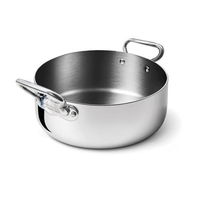 Agnelli - Casseruola Bassa 2 Manici 36 cm Alu-Inox 3-Ply Induzione