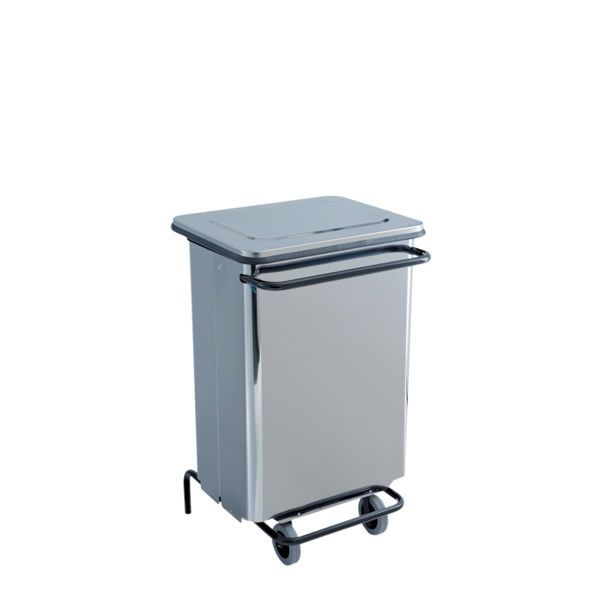 Continox Medial pedal waste bin stainless steel shiny removable front rubber wheels horeca


