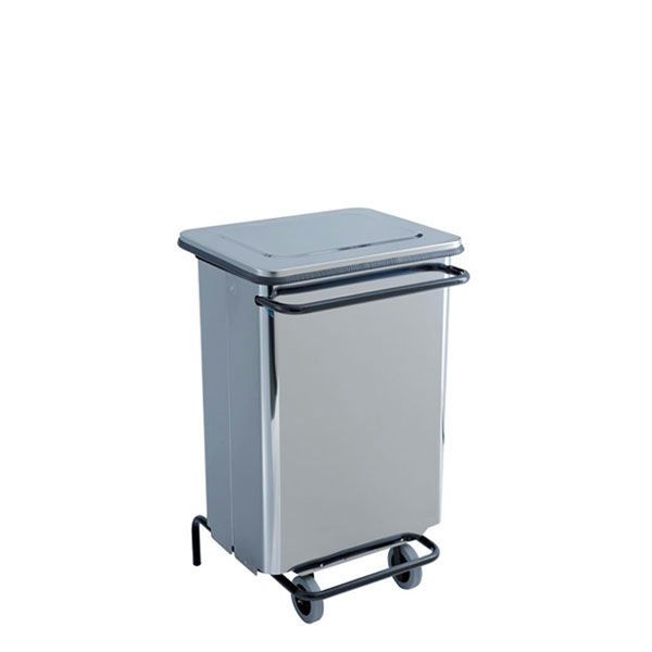 Medial Continox stainless steel waste bin satin finish removable front sack elastic rubber wheels horeca use
