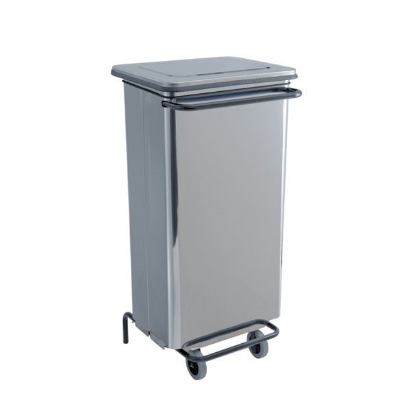 Medial Continox 110 L stainless steel pedal bin tubular removable front sack elastic rubber wheels horeca
