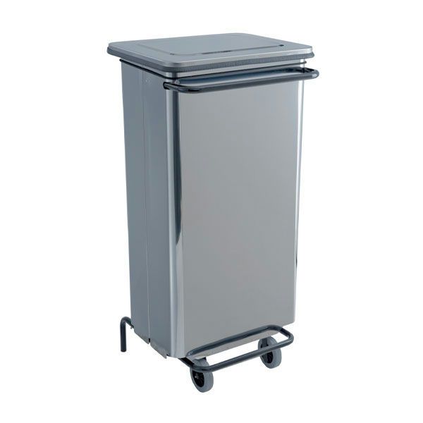 Medial Continox 110 L stainless steel pedal bin tubular removable front sack elastic rubber wheels horeca
