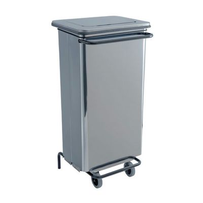 Medial Continox 110 L stainless steel pedal bin tubular removable front sack elastic rubber wheels horeca
