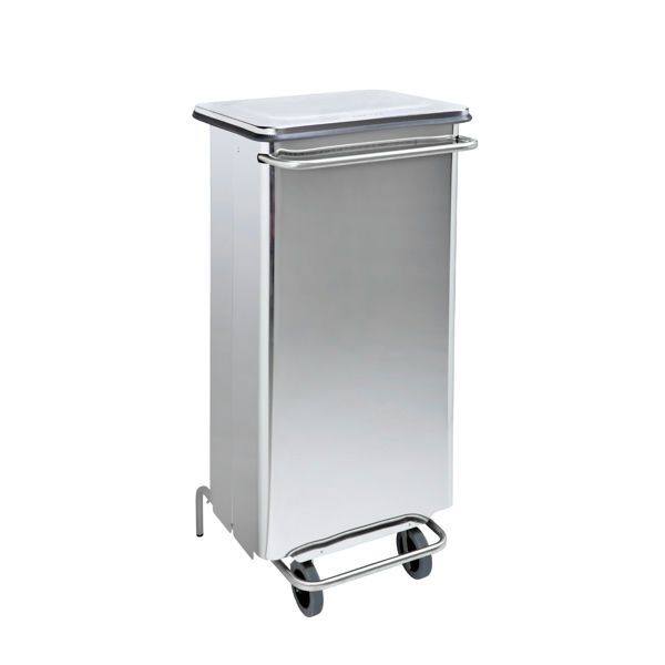 Medial Continox 110 L stainless steel pedal bin tubular removable front sack elastic rubber wheels horeca
