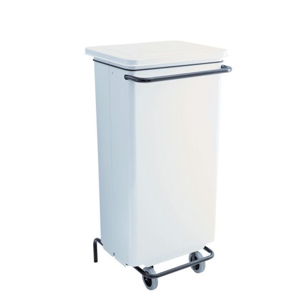 Medial Conticolor 110 L white pedal bin removable front sack elastic rubber wheels HACCP horeca
