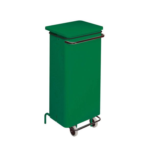 Medial Conticolor 110 L green pedal bin metal removable front sack rubber wheels HACCP horeca
