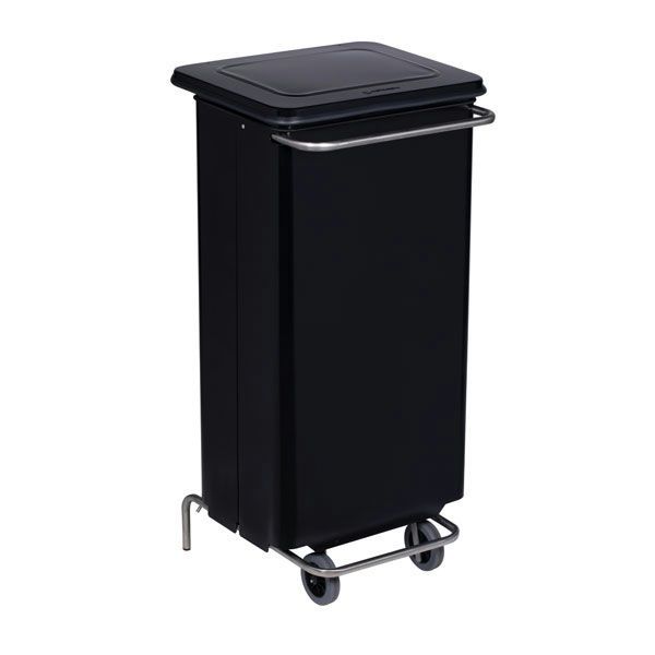 Medial Conticolor 110 L black pedal bin metal removable front sack rubber wheels HACCP horeca
