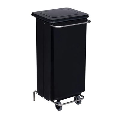 Medial Conticolor 110 L black pedal bin metal removable front sack rubber wheels HACCP horeca
