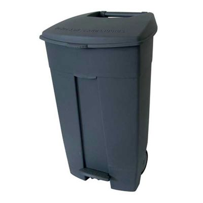 Contiplast Medial 120l black polypropylene pedal bin wheels horeca

