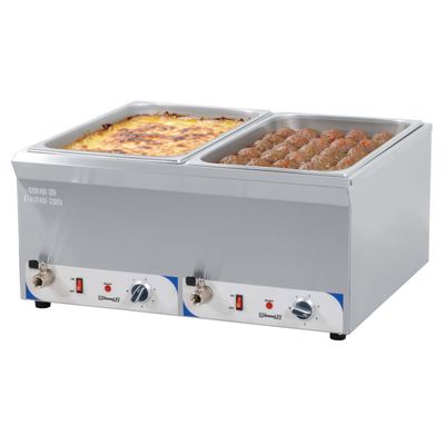 Casselin - Bagnomaria doppio GN 1/1 con rubinetti di scarico - 200 mm