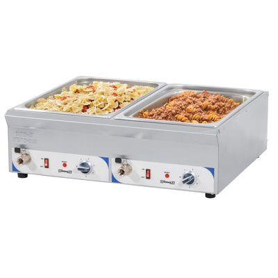 Casselin - Bagnomaria doppio GN 1/1 con rubinetti di scarico - 100 mm