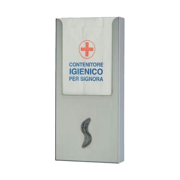 Dispenser Brinox satinato acciaio inox per sacchetti carta 14x28 cm con montaggio a muro per ambienti horeca

