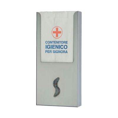 Dispenser Brinox satinato acciaio inox per sacchetti carta 14x28 cm con montaggio a muro per ambienti horeca

