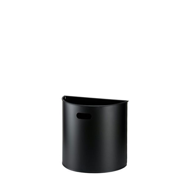 Miluna Medial wall waste bin black painted metal with elastic bag holder professional horeca use

