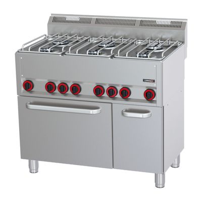 Casselin - 6-burner gas stove with GN 1/1 P 99 fan-assisted electric oven