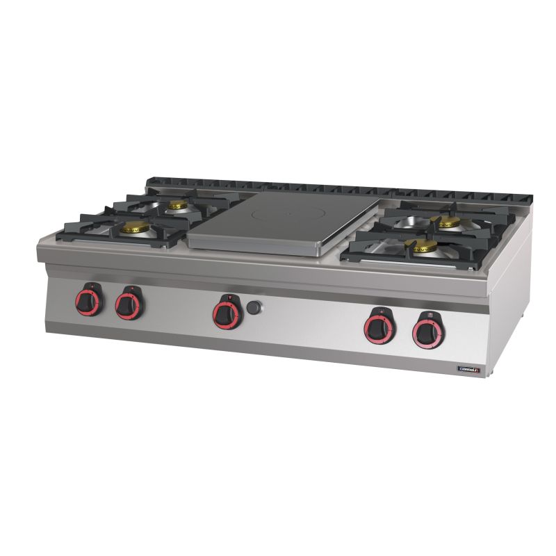 Casselin - Gas stove with 4 burners + 1 solid top 120