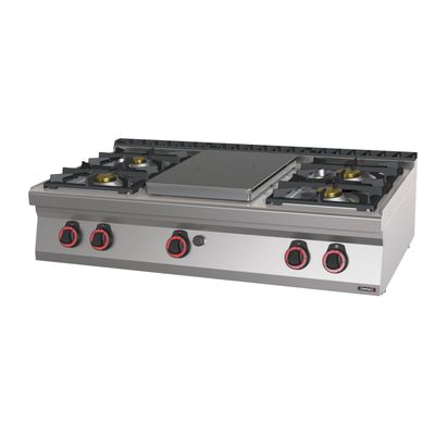 Casselin - Gas stove with 4 burners + 1 solid top 120
