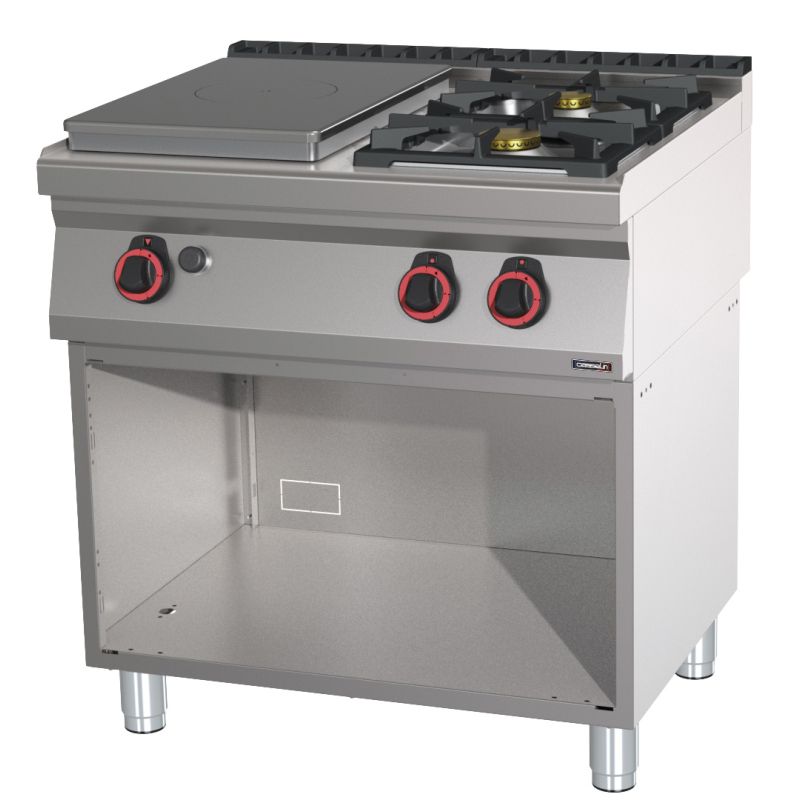 Casselin - 2-burner gas stove + 1 solid top on cabinet 80