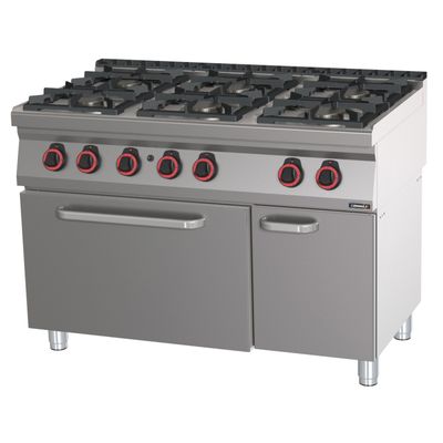 Casselin - 6-burner gas stove with GN 2/1 gas oven 120