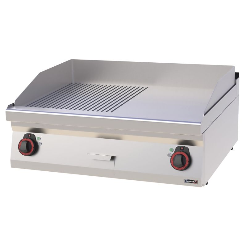 Casselin - Cast iron fry top with smooth and ribbed edges 80