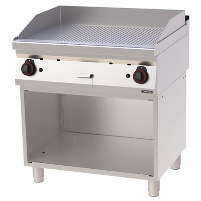 Casselin - Fry top a gas in ghisa rigato su vano 80