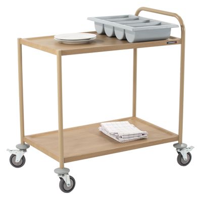Casselin - Carrello di servizio imitazione legno 2 ripiani 1 manico