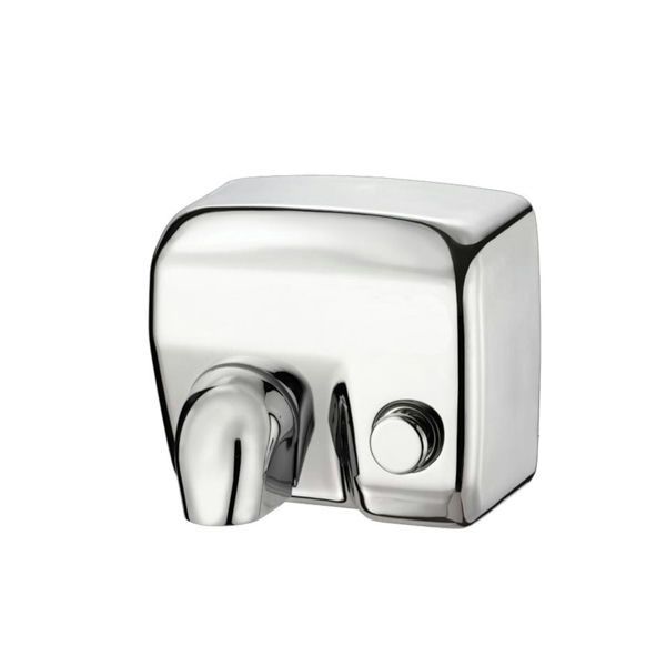Hamet hand dryer 2400W stainless steel, push button, 360° nozzle, adjustable timer, IPX1 protection